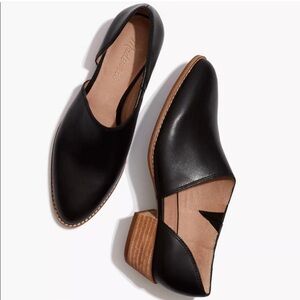 Madewell Black Lucie Leather Ankle Booties Womens 8 Cut Out Low Stacked Heel
